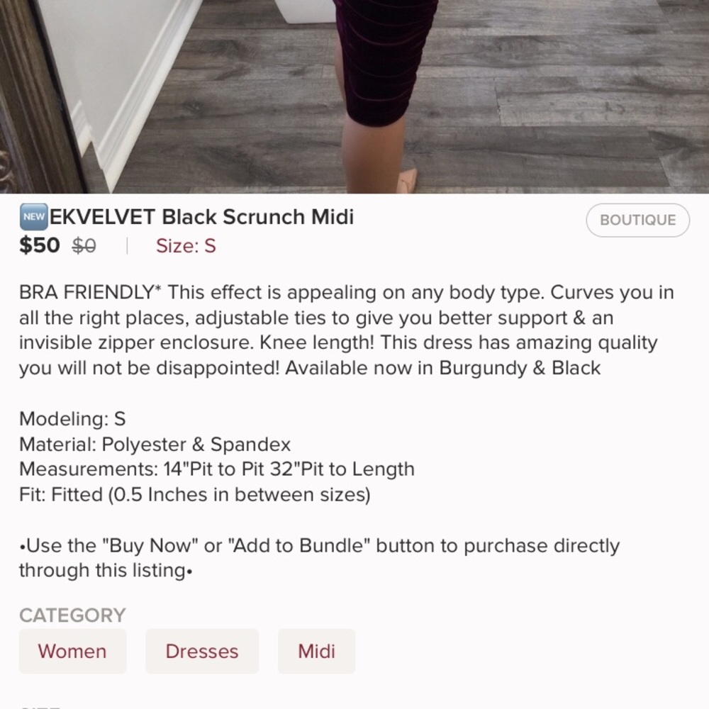 Black scrunch midi from Elaine